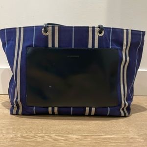Vintage Burberry Blue Striped Tote